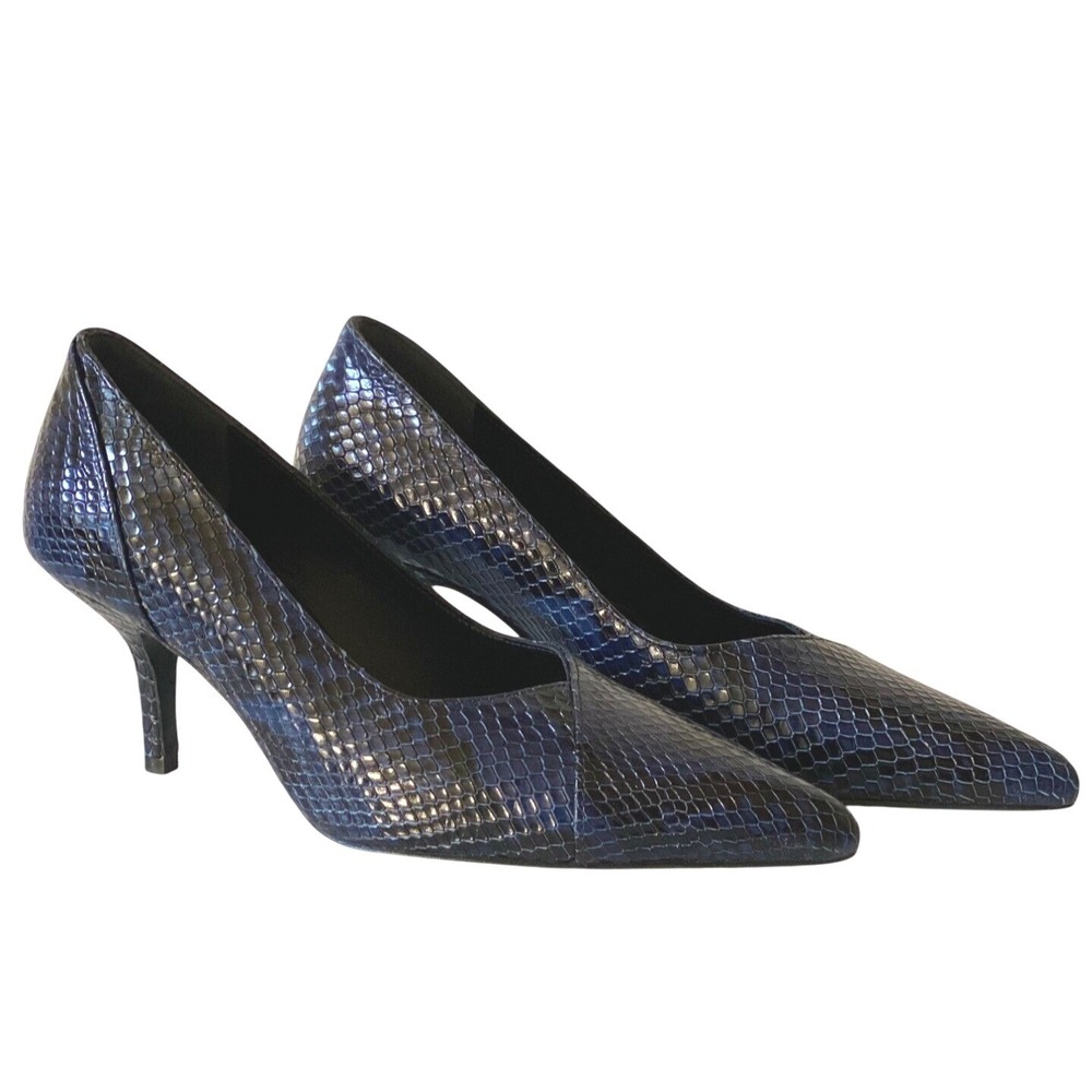 Anine Bing Devon Python Snake Pumps EU 36 US 6 Blue Black Heels